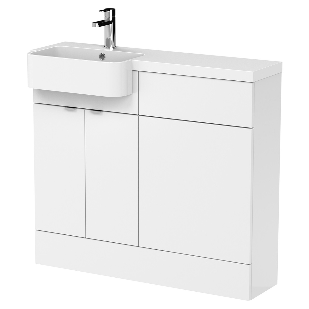 Hudson Reed Fusion 2 Door Combination Vanity Unit Toilet Suite with Left Hand Round Semi Recessed Basin