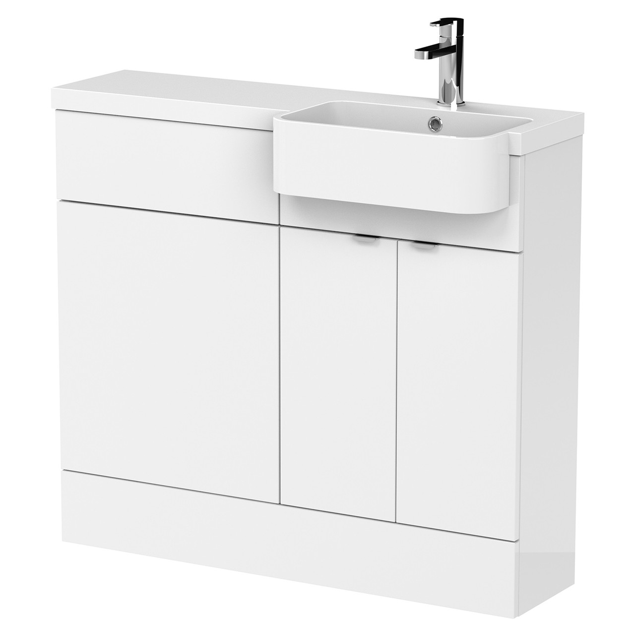 Hudson Reed Fusion 2 Door Combination Vanity Unit Toilet Suite with Right Hand Round Semi Recessed Basin
