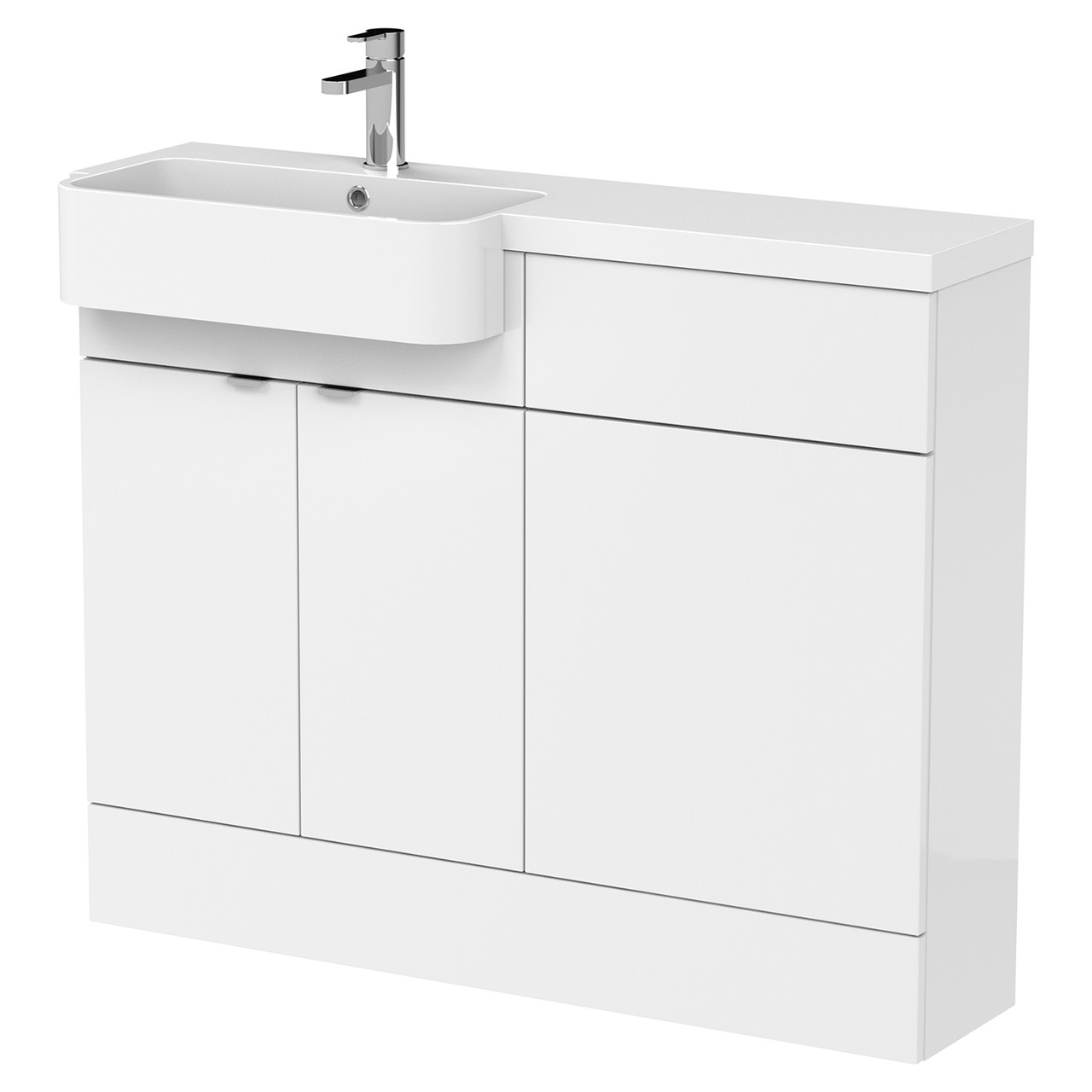 Hudson Reed Fusion 2 Door Combination Vanity Unit Toilet Suite with Left Hand Round Semi Recessed Basin