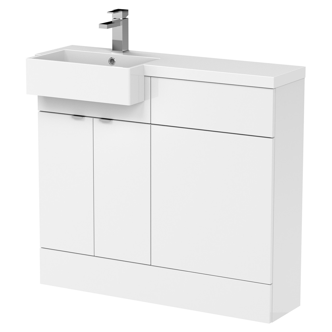 Hudson Reed Fusion 2 Door Combination Vanity Unit Toilet Suite with Left Hand Square Semi Recessed Basin
