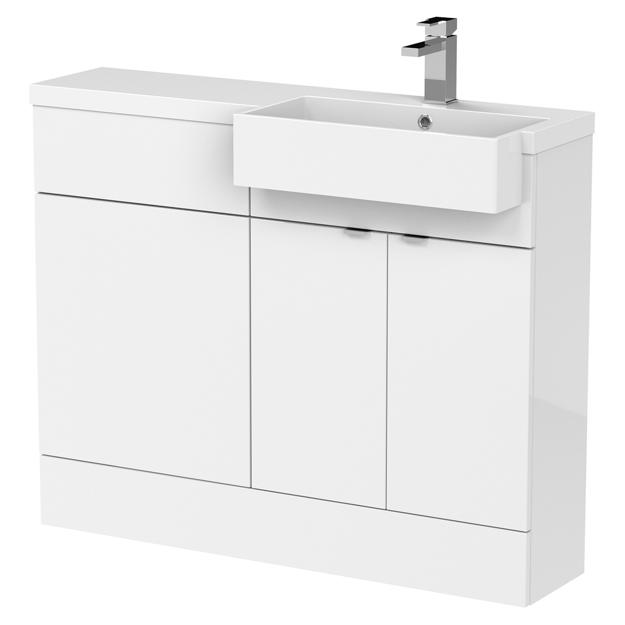 Hudson Reed Fusion 2 Door Combination Vanity Unit Toilet Suite with Right Hand Square Semi Recessed Basin