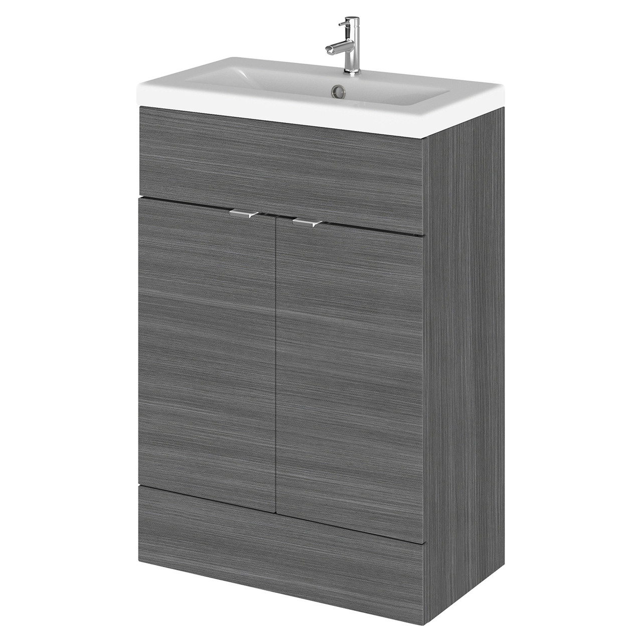 Hudson Reed Anthracite Fusion Woodgrain 2 Door Combination Vanity Unit With Ceramic Basin | | Mdf | 600Mm