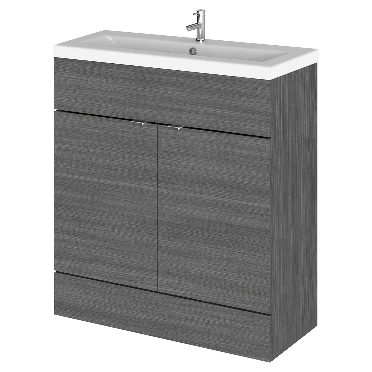 Hudson Reed Anthracite Fusion Woodgrain 2 Door Combination Vanity Unit With Ceramic Basin | | Mdf | 800Mm