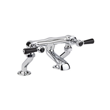 Old London Chrome Topaz Black Lever Bath Filler Tap With Hex Collar | | Brass | 338Mm X 175Mm