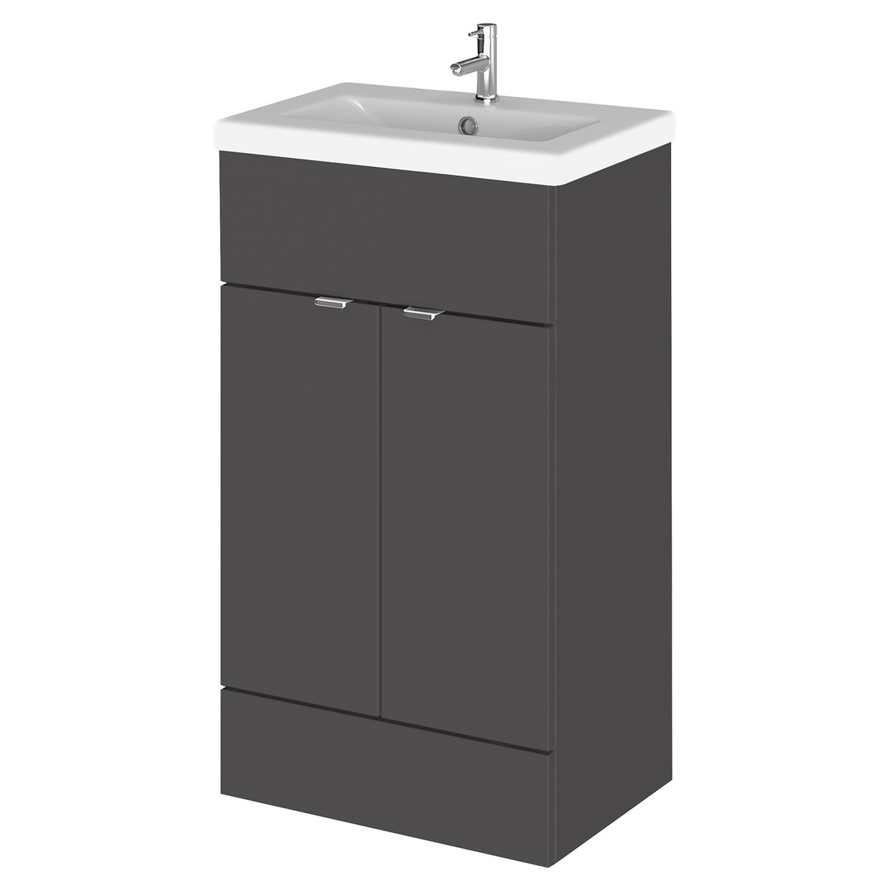 Hudson Reed Gloss Grey Fusion 2 Door Combination Vanity Unit With Ceramic Basin | | Mdf | 500Mm
