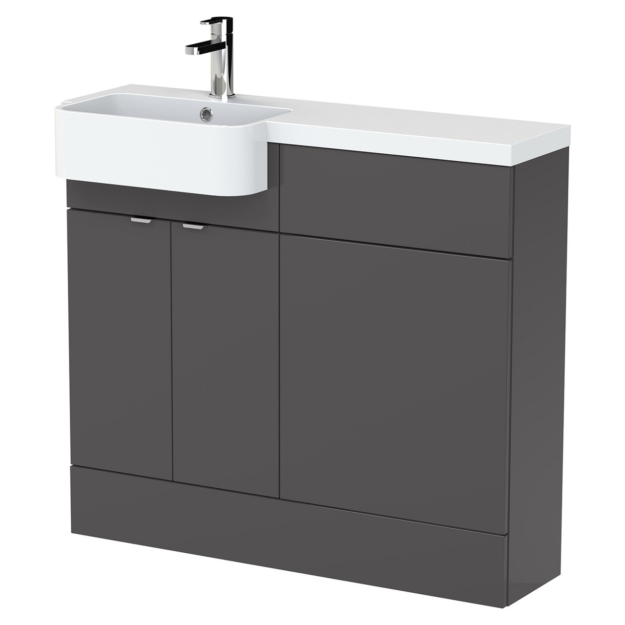 Hudson Reed Fusion 2 Door Combination Vanity Unit Toilet Suite with Left Hand Round Semi Recessed Basin