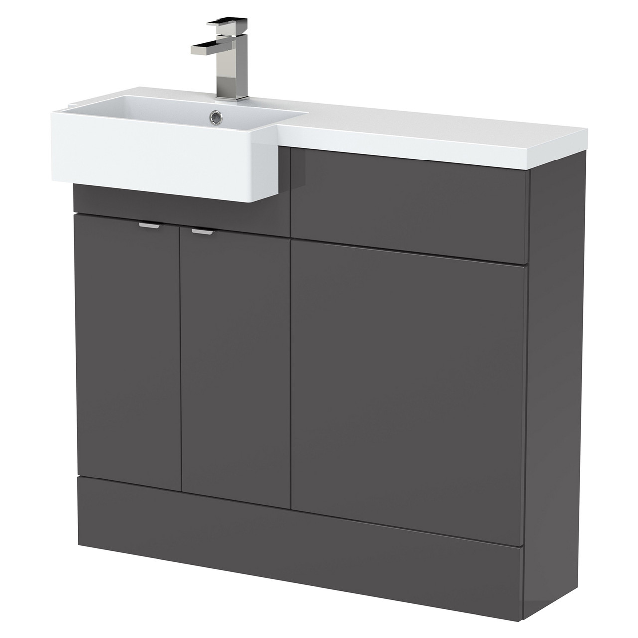 Hudson Reed Fusion 2 Door Combination Vanity Unit Toilet Suite with Left Hand Square Semi Recessed Basin