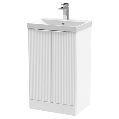 Hudson Reed White Fluted Satin Door Vanity Unit And Thin Edge Ceramic Basin | | Mdf | 500Mm Size 2