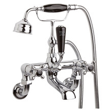 Old London Topaz Black Crosshead Wall Mounted Bath Shower Mixer Tap and Shower Kit with Dome Collar, alternate view 2