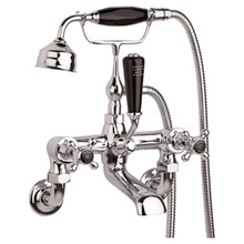 Old London Topaz Black Crosshead Wall Mounted Bath Shower Mixer Tap and Shower Kit with Hex Collar, alternate view 2