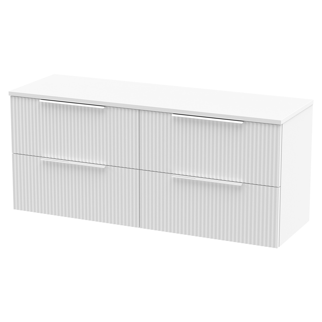 Hudson Reed Fluted Wall Mounted 4 Drawer Vanity Unit with Worktop