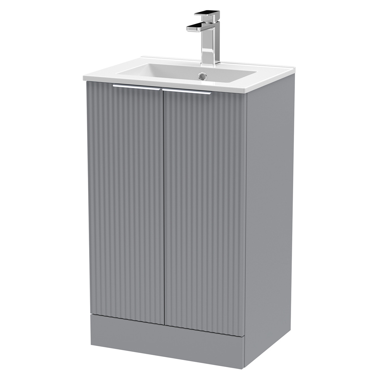 Hudson Reed Fluted 2 Door Vanity Unit and Minimalist Ceramic Basin