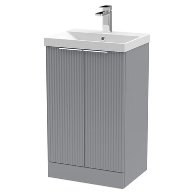 Hudson Reed Grey Fluted Satin Door Vanity Unit And Thin Edge Ceramic Basin | | Mdf | 500Mm Size 2