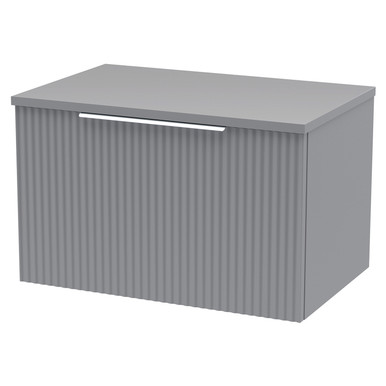 Hudson Reed Satin Grey Fluted Wall Mounted Single Drawer Vanity Unit With Worktop | | Mdf | 600Mm