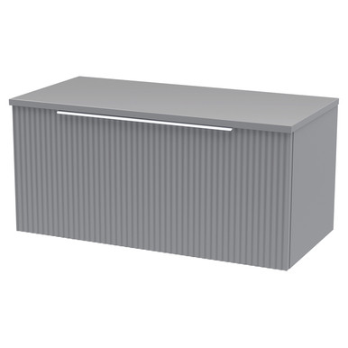 Hudson Reed Satin Grey Fluted Wall Mounted Single Drawer Vanity Unit With Worktop | | Mdf | 800Mm