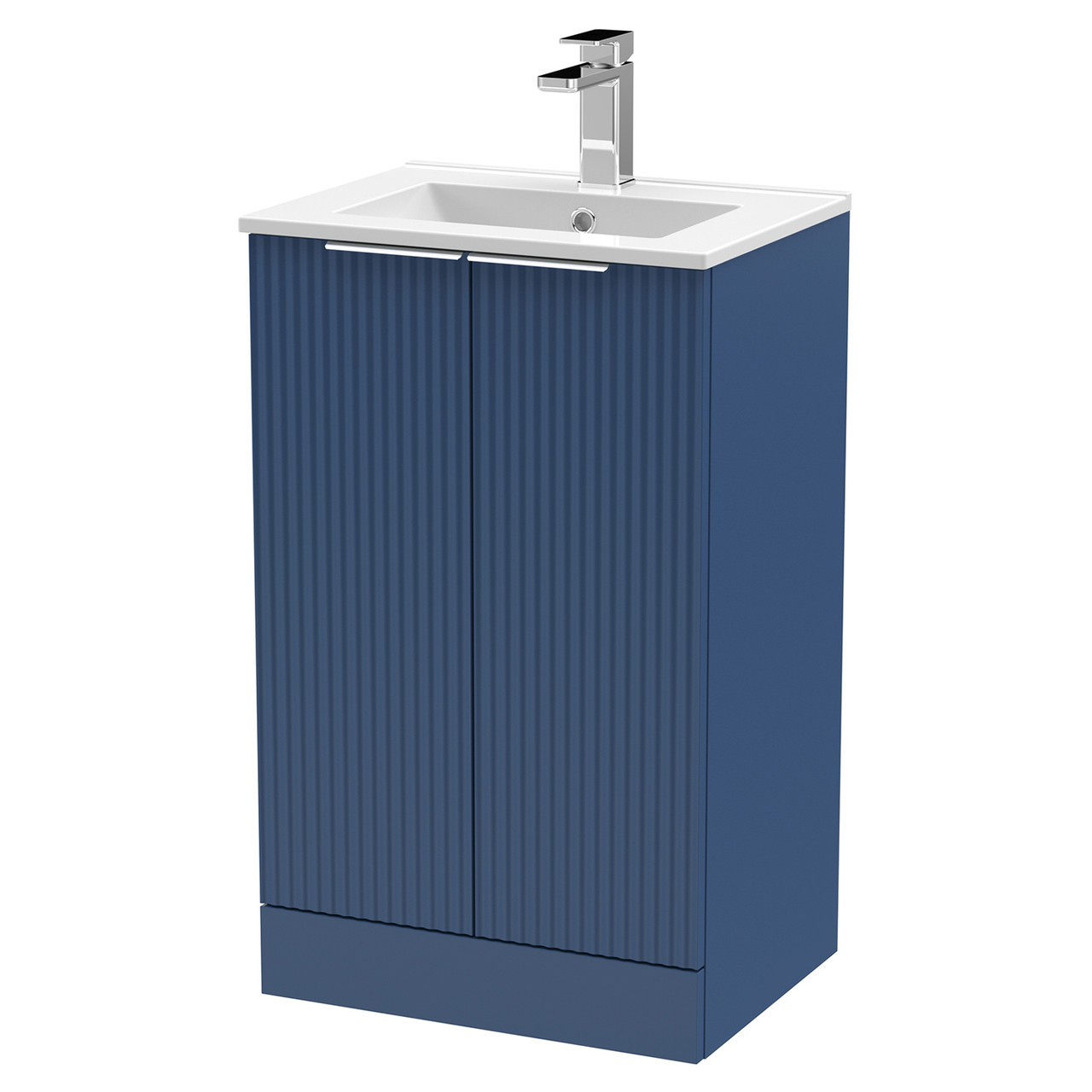 Hudson Reed Fluted 2 Door Vanity Unit and Minimalist Ceramic Basin