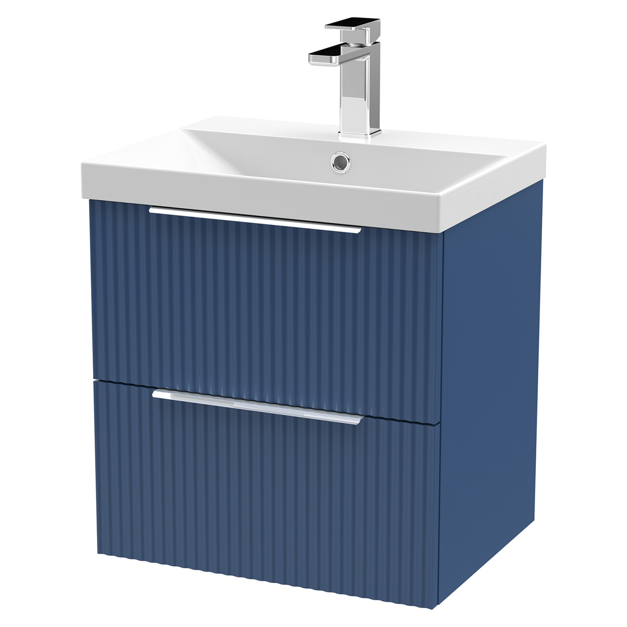 Hudson Reed Fluted Wall Hung 2 Drawer Vanity Unit and Thin Edge Ceramic Basin