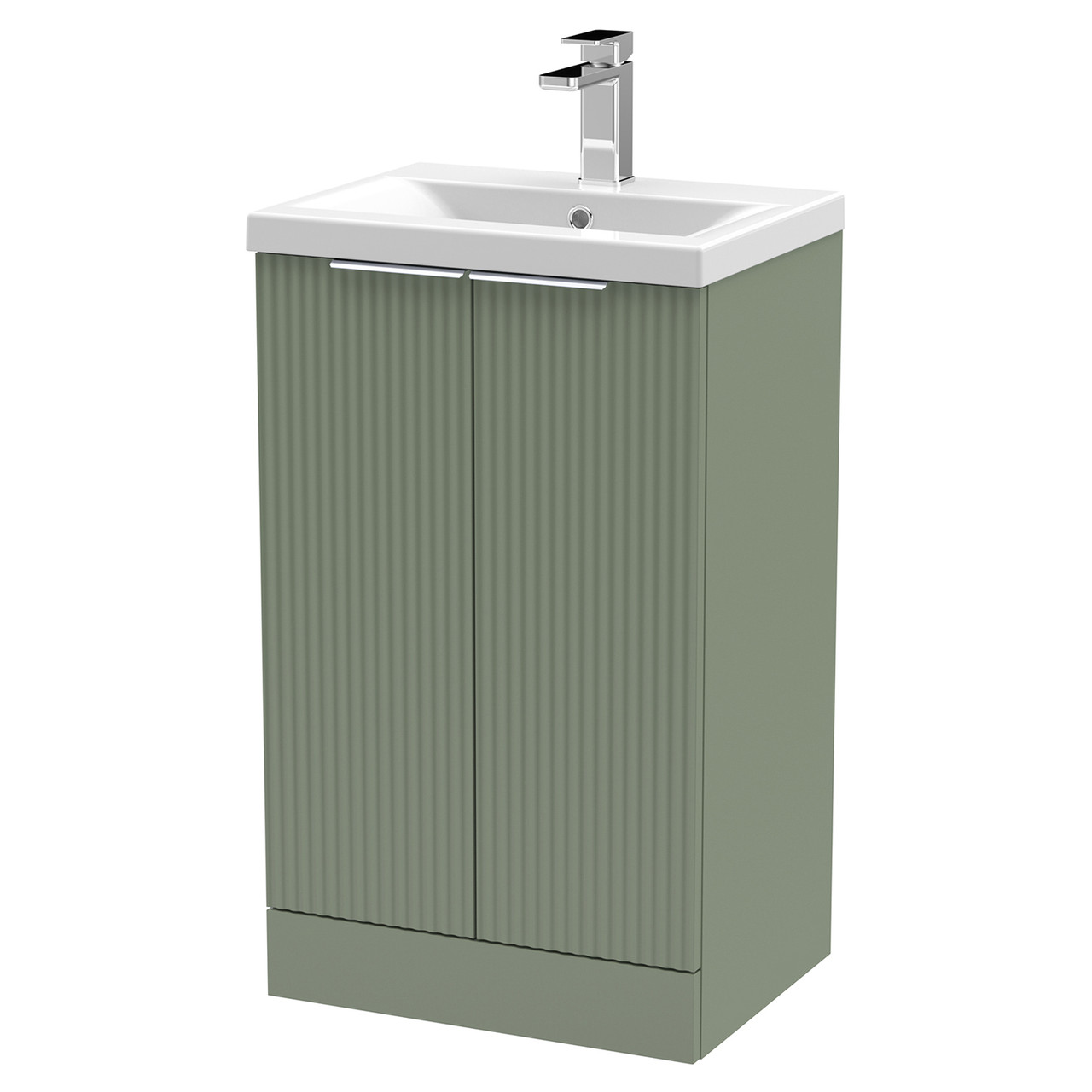 Hudson Reed Fluted 2 Door Vanity Unit and Mid Edge Ceramic Basin