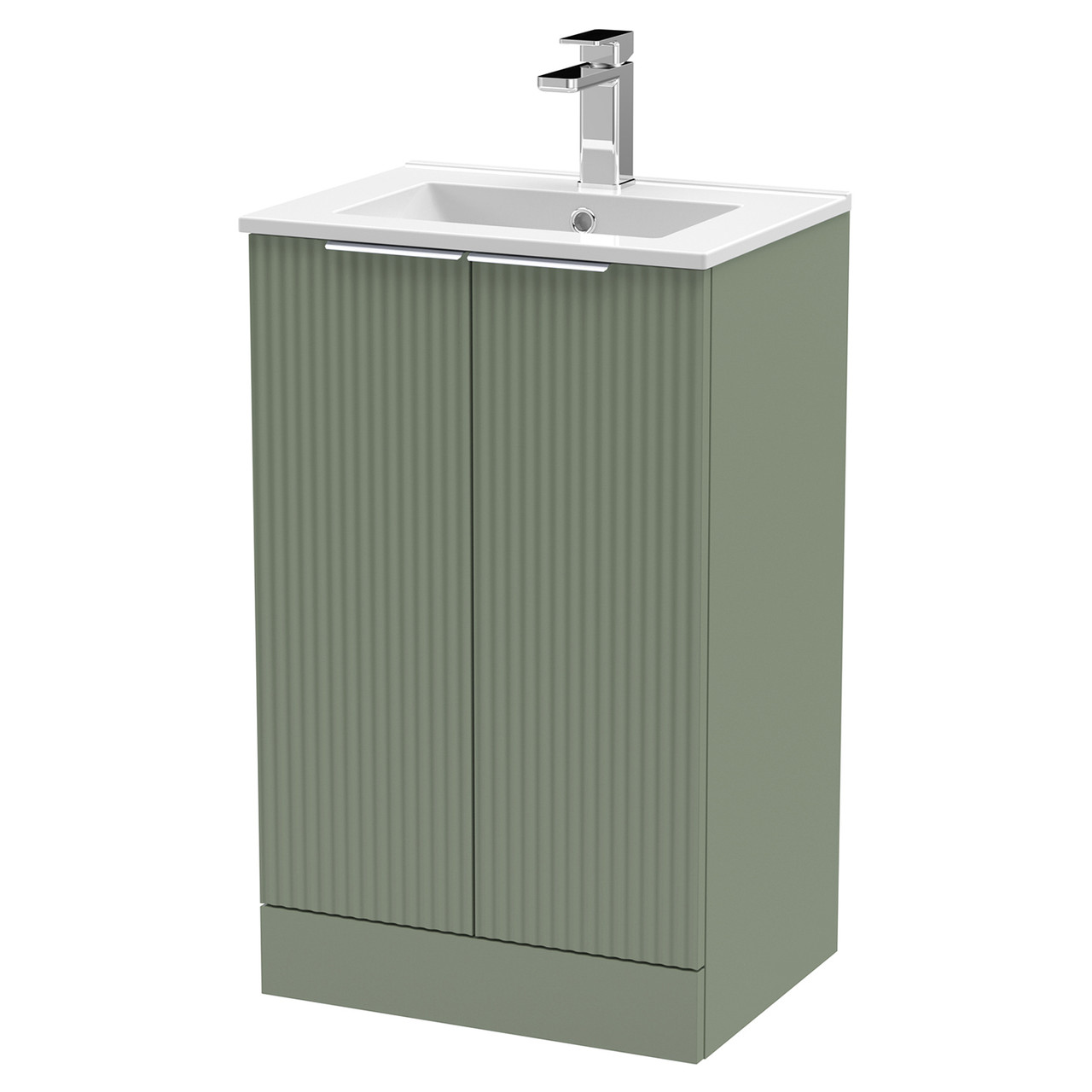Hudson Reed Fluted 2 Door Vanity Unit and Minimalist Ceramic Basin