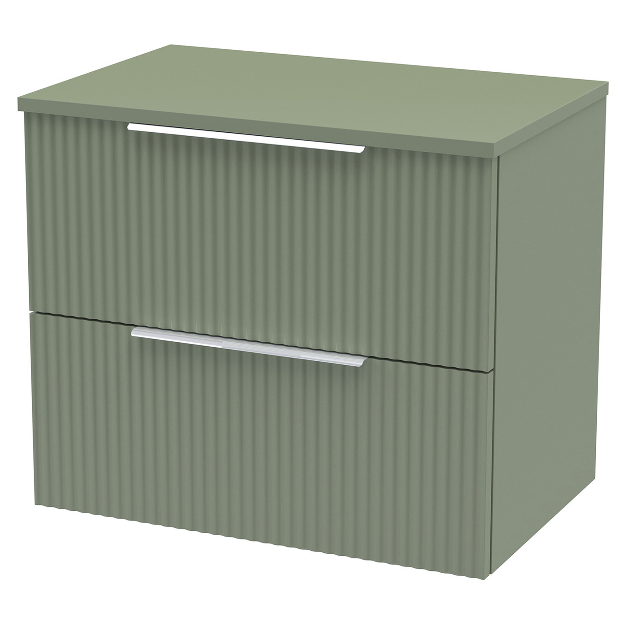 Hudson Reed Fluted Wall Mounted 2 Drawer Vanity Unit with Worktop