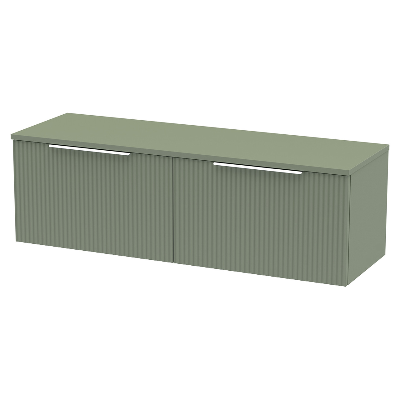 Hudson Reed Fluted Wall Mounted 2 Drawer Vanity Unit with Worktop