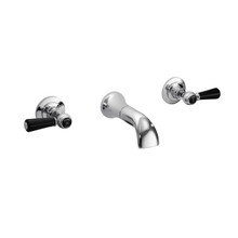 Old London Topaz Black Lever Wall Mounted 3 Tap Hole Basin Mixer Tap with Dome Collar, alternate view 2