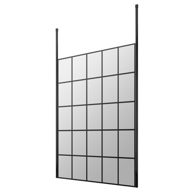 Hudson Reed Matt Black Framed Wetroom Shower Screen With Ceiling Posts | | Glass/Aluminium | 1400Mm X 1950Mm