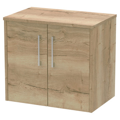 Hudson Reed Autumn Oak Juno Woodgrain Wall Hung 2 Door Vanity Unit With Worktop | | Mdf | 600Mm