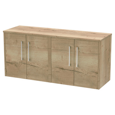 Hudson Reed Autumn Oak Juno Woodgrain Wall Hung 4 Door Vanity Unit With Worktop | | Mdf | 1200Mm