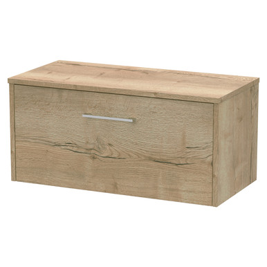 Hudson Reed Autumn Oak Juno Woodgrain Wall Hung Single Drawer Vanity Unit With Worktop | | Mdf | 800Mm