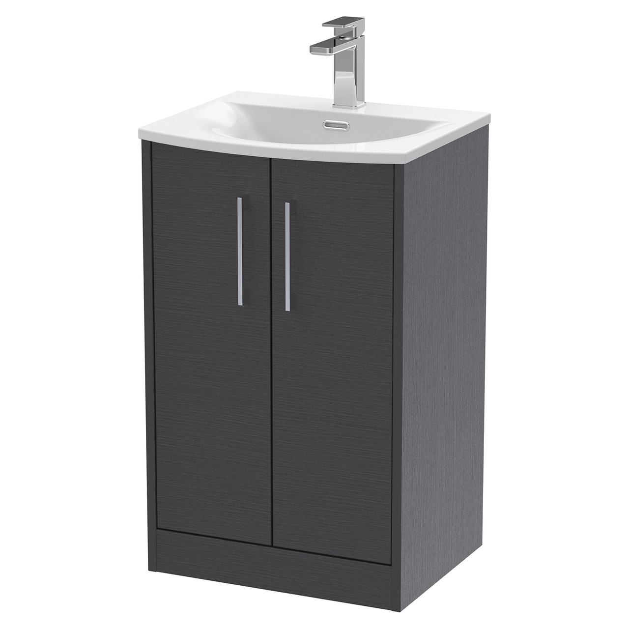 Hudson Reed Juno Woodgrain 2 Door Vanity Unit and Curved Ceramic Basin