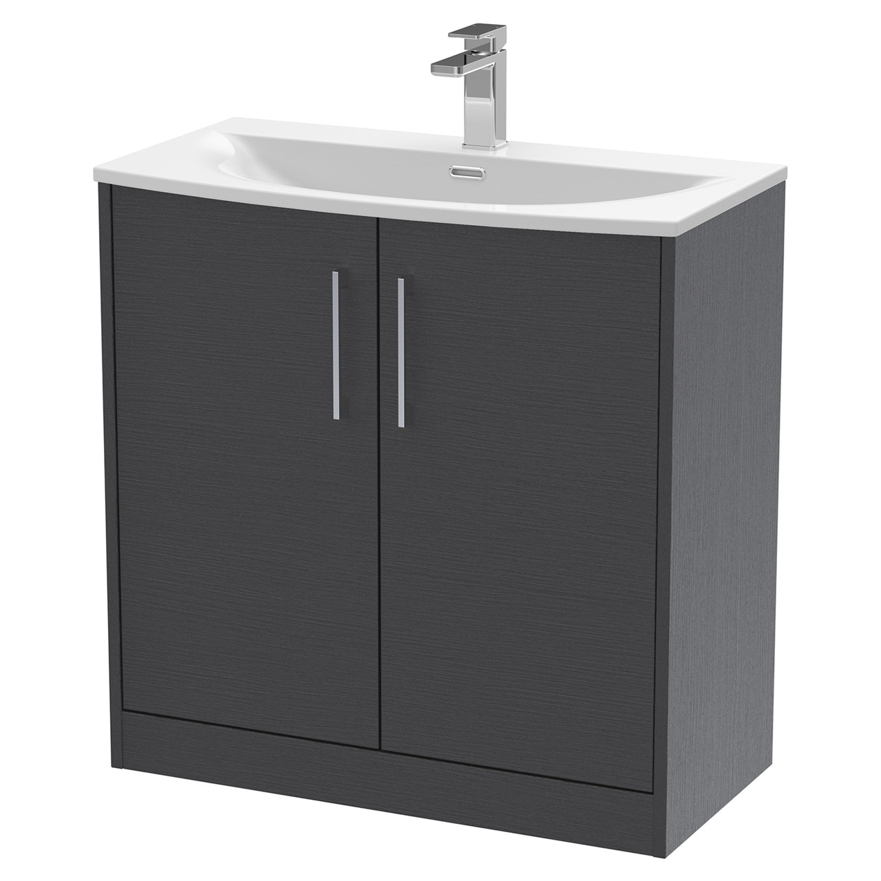 Hudson Reed Juno Woodgrain 2 Door Vanity Unit and Curved Ceramic Basin