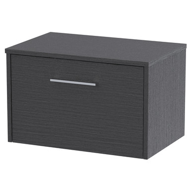 Hudson Reed Graphite Grey Juno Woodgrain Wall Hung Single Drawer Vanity Unit With Worktop | | Mdf | 600Mm
