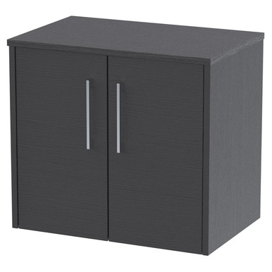 Hudson Reed Graphite Grey Juno Woodgrain Wall Hung 2 Door Vanity Unit With Worktop | | Mdf | 600Mm