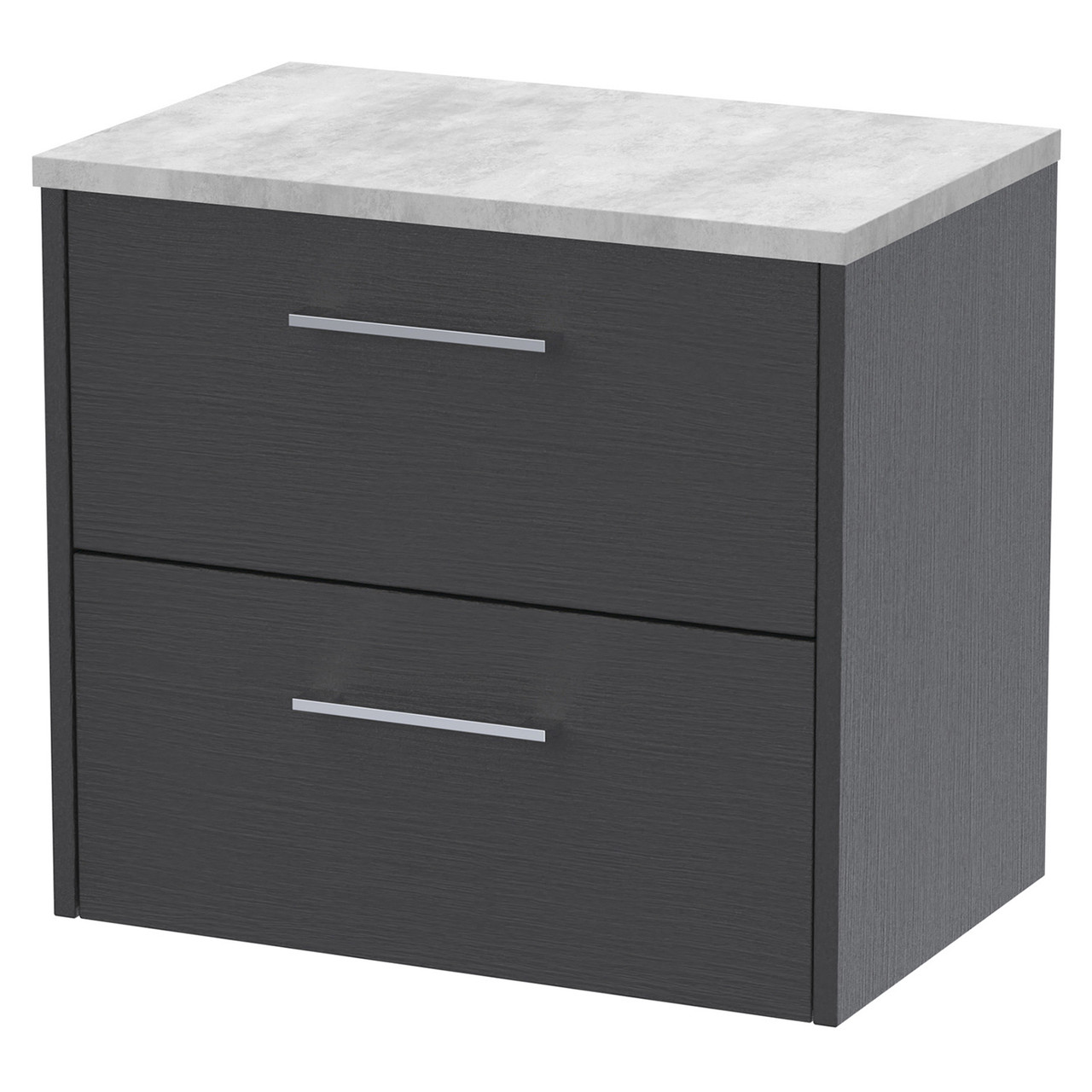 Hudson Reed Juno Woodgrain Wall Hung 2 Drawer Vanity Unit with Bellato Grey Worktop