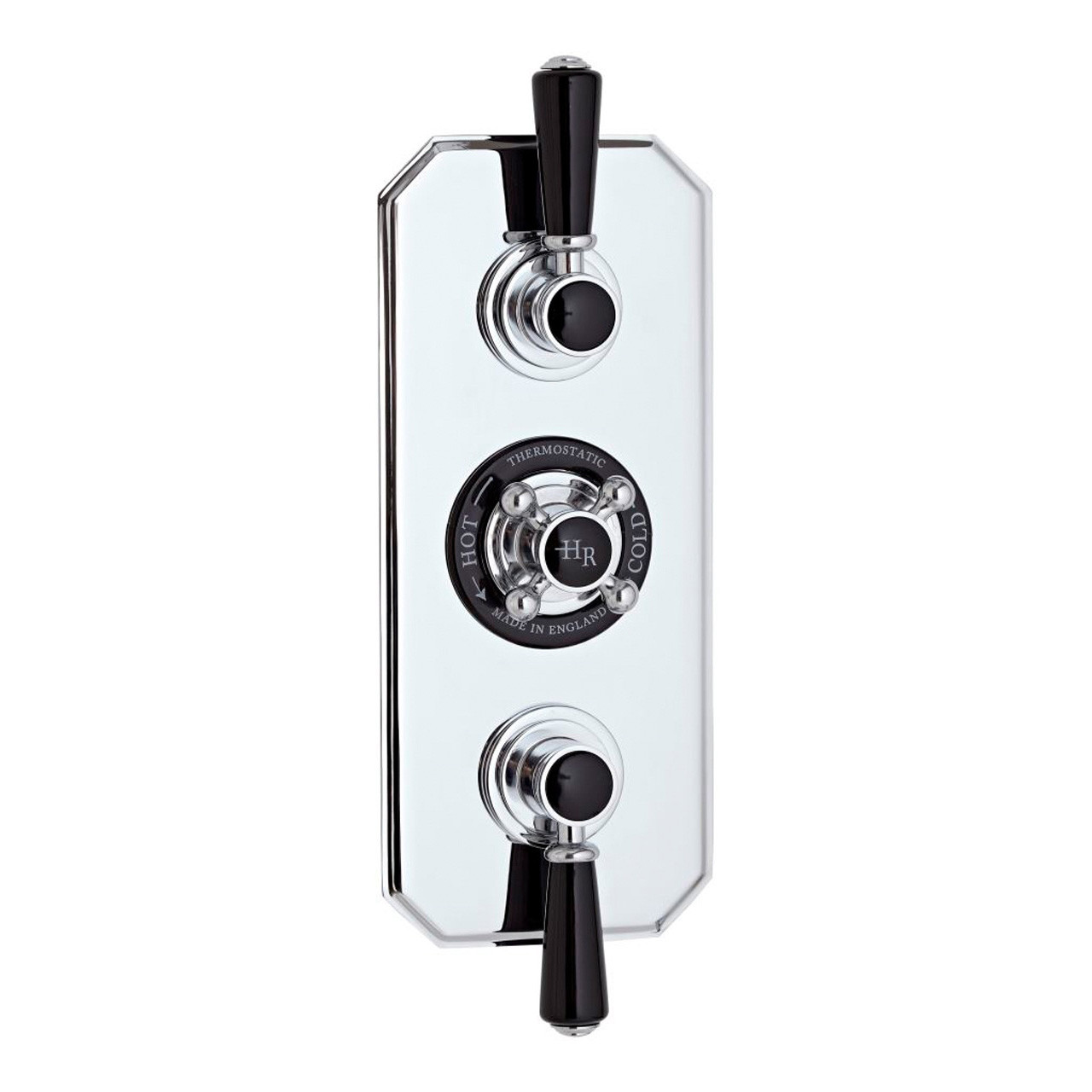 Old London Topaz Black Lever Concealed Triple Thermostatic Shower Valve with 2 Outlets