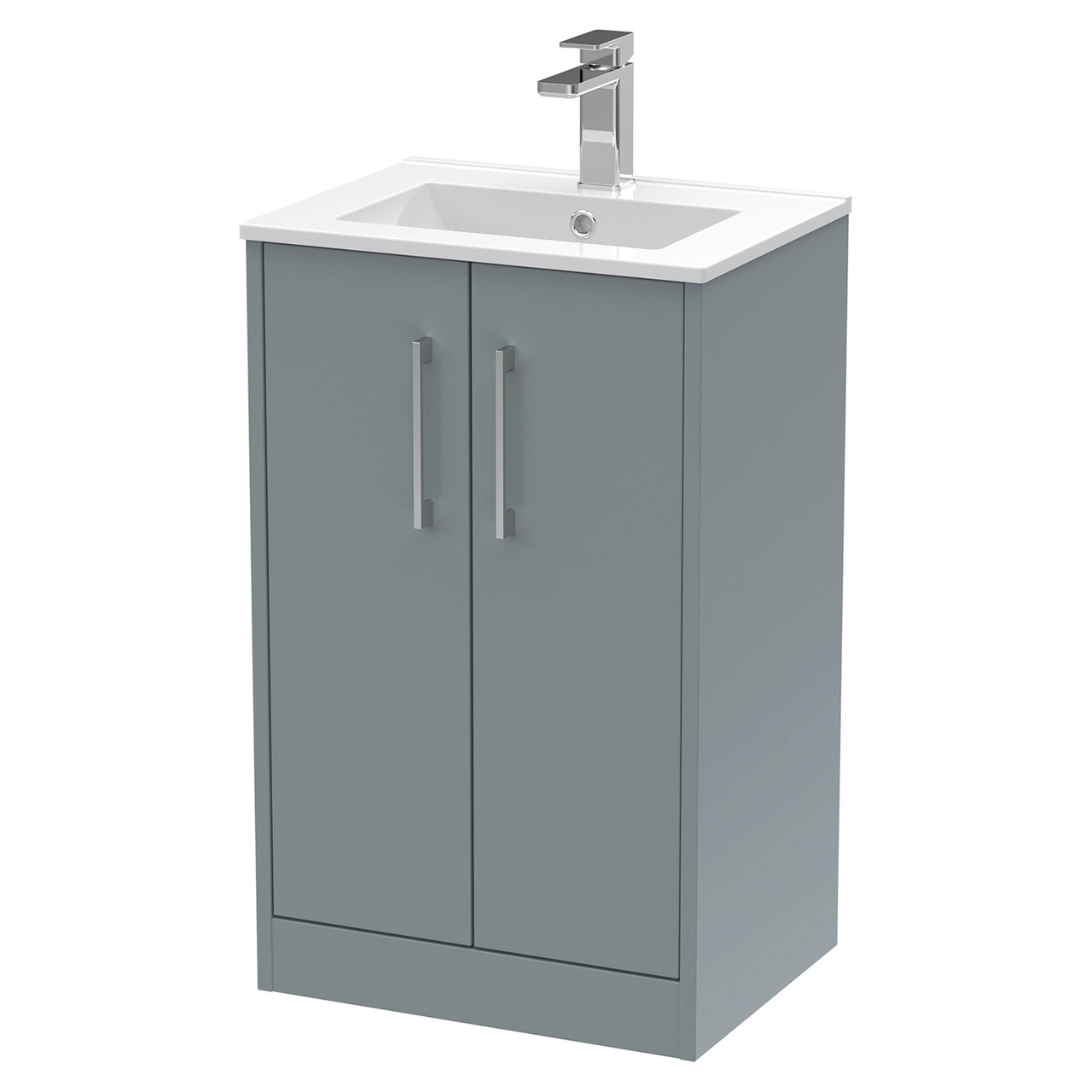 Hudson Reed Juno Matt Floor Standing 2 Door Vanity Unit and Minimalist Ceramic Basin