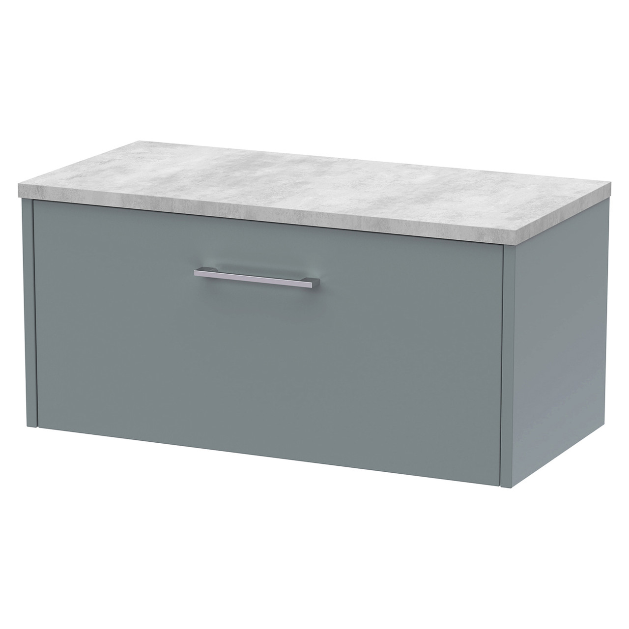 Hudson Reed Juno Matt Wall Hung Single Drawer Vanity Unit with Bellato Grey Worktop