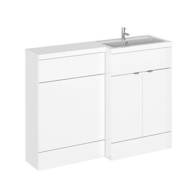 Hudson Reed Gloss White Fusion 2 Door Combination Right Hand Basin Vanity Unit Toilet Suite | | Mdf | 1200Mm