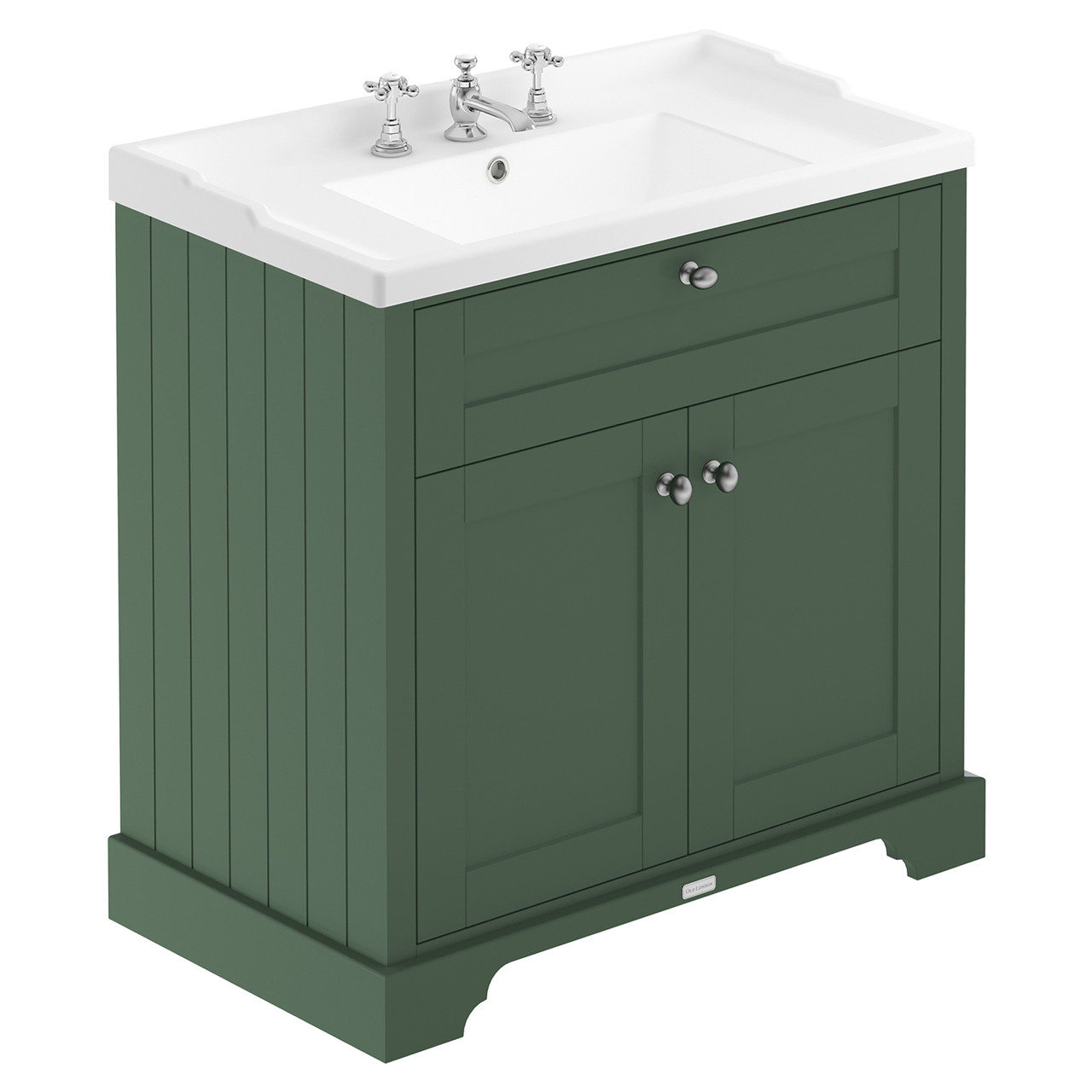 Old London Hunter Green Matt 2 Door Vanity Unit And Edwardian 3 Tap Hole Basin | | Mdf | 800Mm