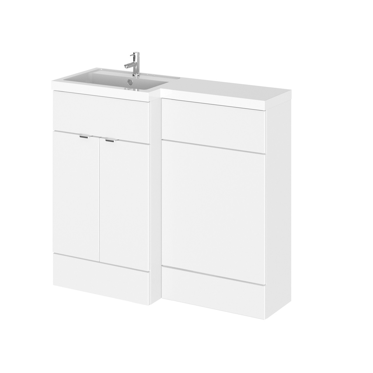 Hudson Reed Gloss White Fusion 2 Door Combination Left Hand Basin Vanity Unit Toilet Suite | | Mdf | 1000Mm