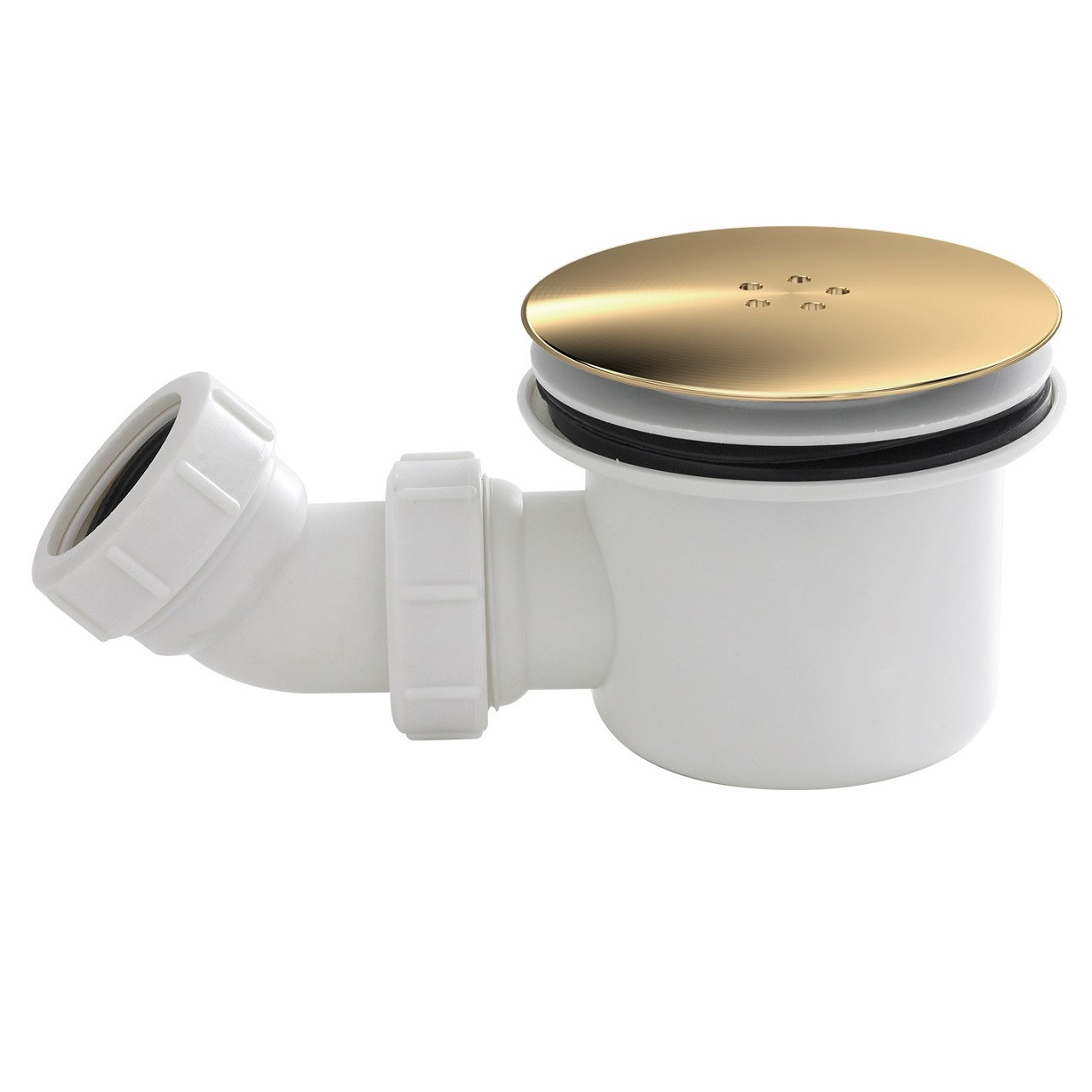 Nuie Brushed Brass White And Top Fast Flow Shower Waste | | Polypropylene | 90Mm