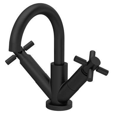 Hudson Reed Matt Black Tec Crosshead Mono Basin Mixer Tap And Waste | | Brass | 230Mm X 217Mm X 175Mm