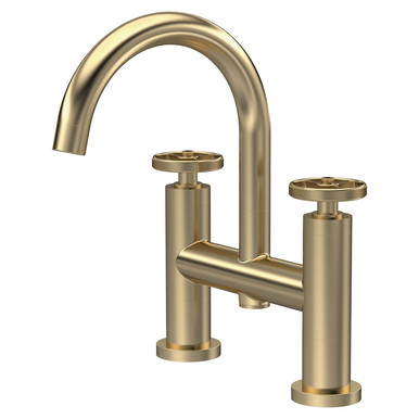 Hudson Reed Brushed Brass Revolution Industrial Deck Mounted Bath Filler Tap | | 230Mm X 319Mm X 50Mm