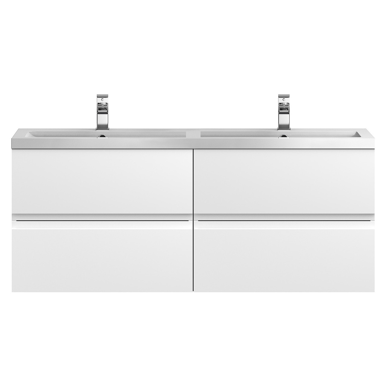 Hudson Reed Urban Wall Hung 2 Drawer Vanity Unit and Twin Polymarble Basins