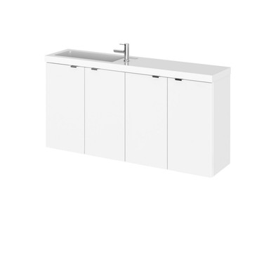 Hudson Reed Gloss White Fusion Compact Wall Hung 4 Door Combination Vanity Unit | | Mdf | 1000Mm