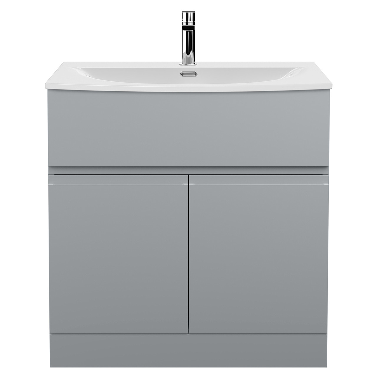Hudson Reed Urban Floor Standing Single Drawer 2 Door Vanity Unit and Curved Ceramic Basin
