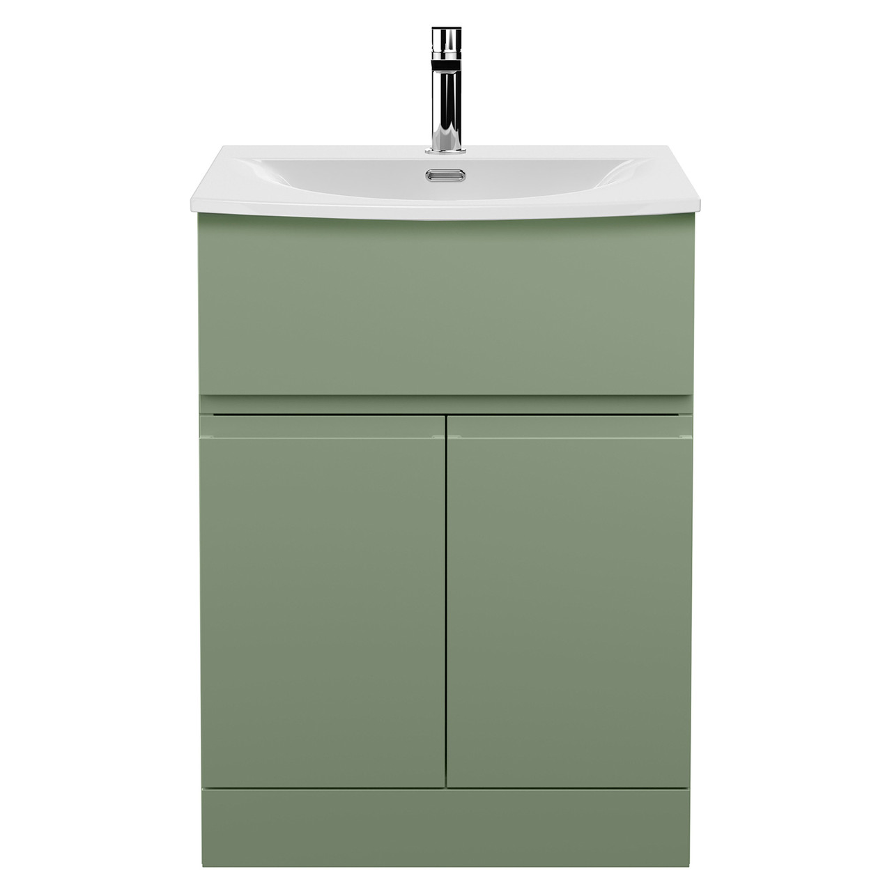 Hudson Reed Urban Floor Standing Single Drawer 2 Door Vanity Unit and Curved Ceramic Basin