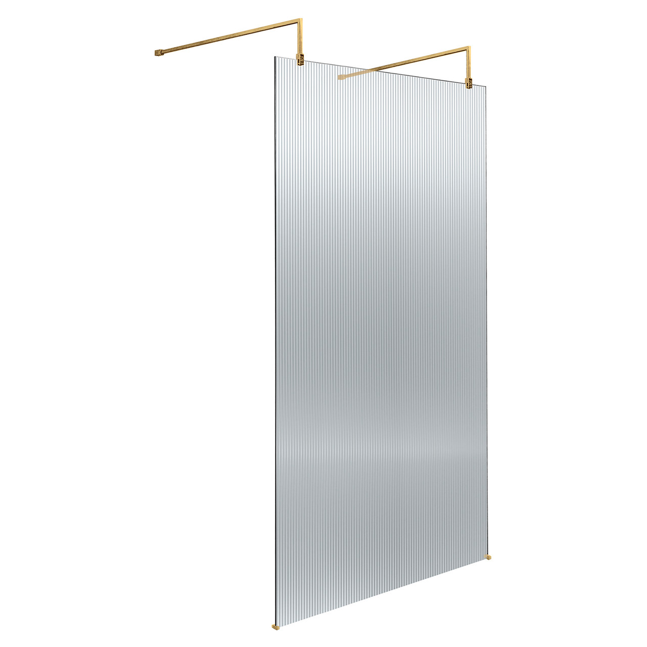 Hudson Reed Brushed Brass Fluted Wetroom Shower Screen With Support Bars And Feet | | Glass/Aluminium | 1000Mm X 1950Mm