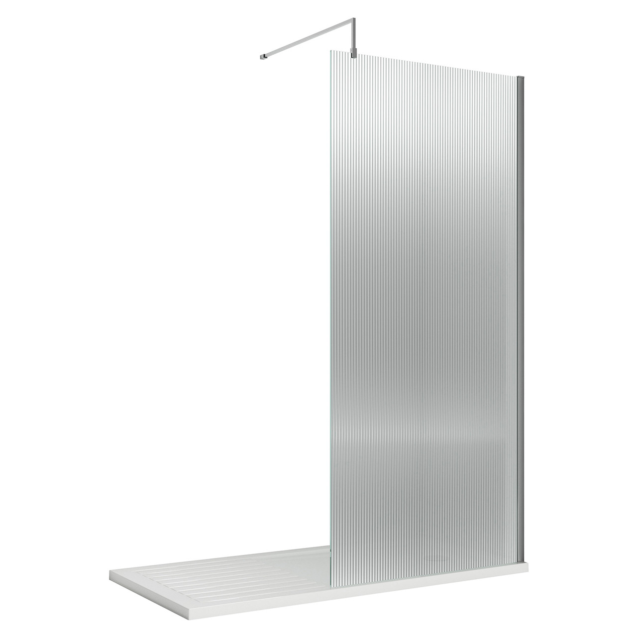 Hudson Reed Fluted Wetroom Shower Screen with Support Bar